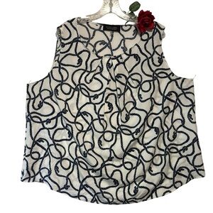 BLACK LABEL by Evan-Picone sleeveless top 3X rope nautical print NWOT
